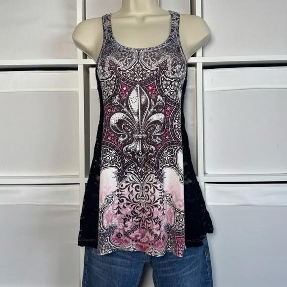 Y2K Vintage Love J Lace Bling Tank Top - Picture 1 of 7